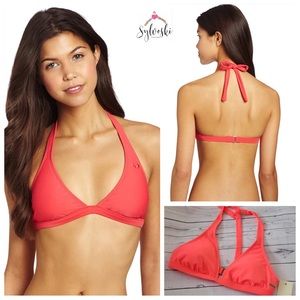 🌊Roxy 70's Halter Separate Bikini Top bright/neon Coral